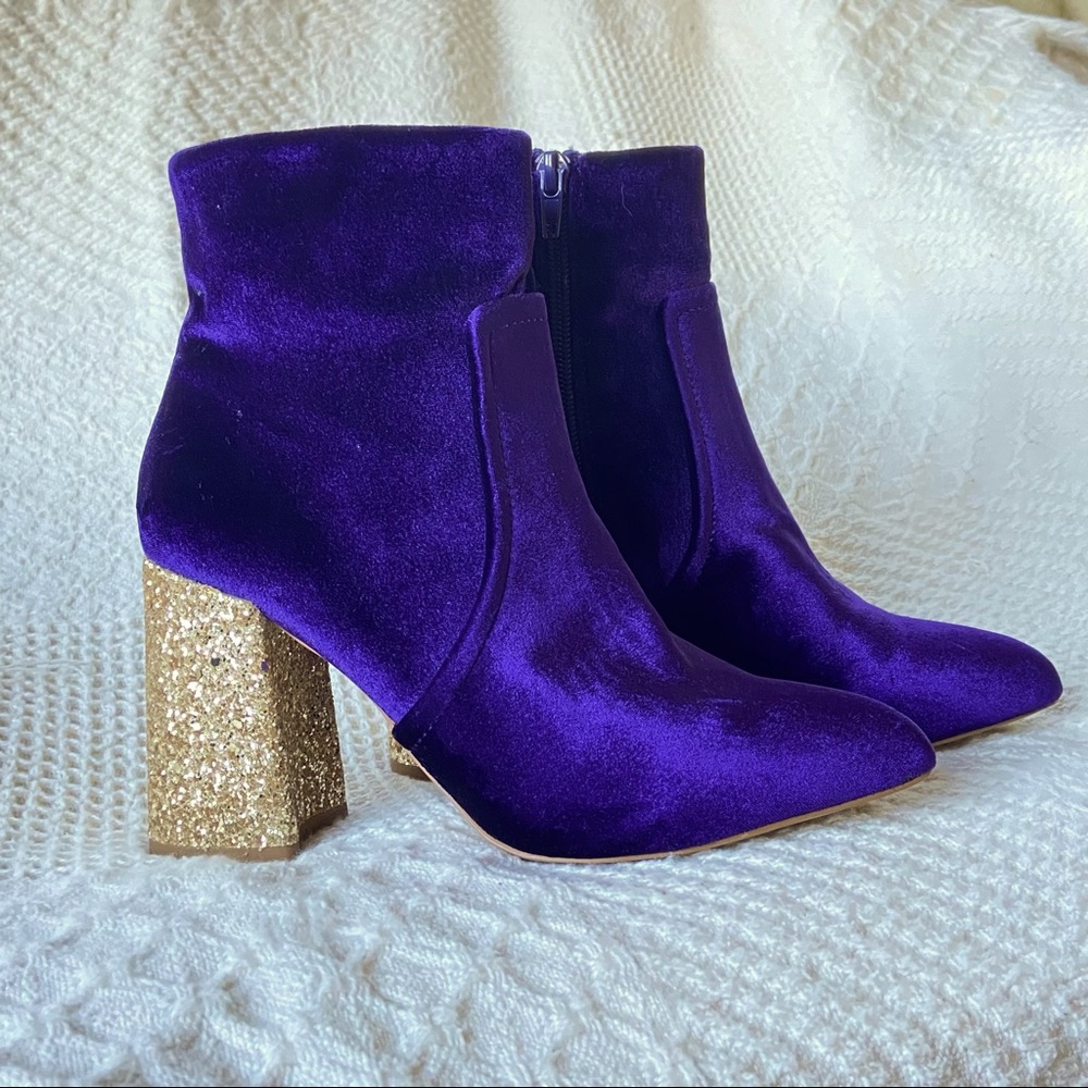 Betsey Johnson Kacey Purple Glitter Ankle Boot